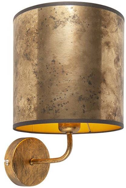 QAZQA Vintage wandlamp goud met brons velours kap Matt - Foto 1
