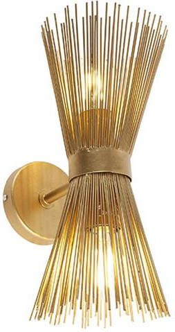 QAZQA Art Deco wandlamp goud 2-lichts Broom