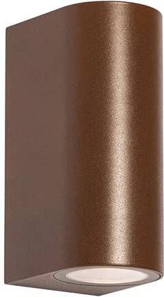 QAZQA Buiten wandlamp roestbruin kunststof ovaal 2-lichts Baleno