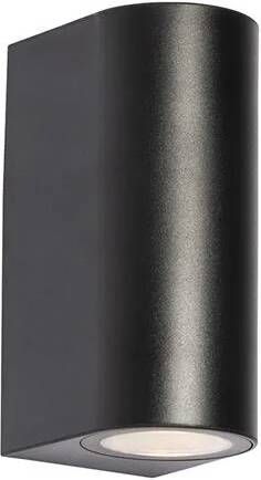 QAZQA Moderne buiten wandlamp zwart kunststof ovaal 2-lichts Baleno