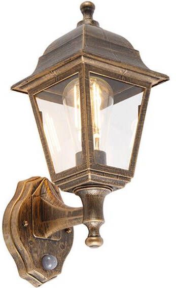 QAZQA Antieke wandlamp goud IP44 met bewegingsmelder Capital - Foto 1