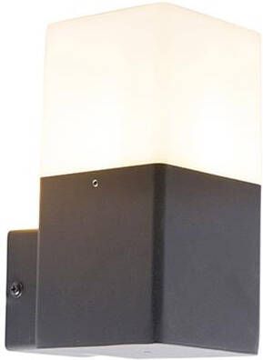 QAZQA Buitenwandlamp zwart met opaal witte kap IP44 Denmark