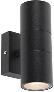 QAZQA Buitenwandlamp zwart 2-lichts IP44 Duo