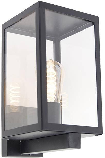 QAZQA Moderne buiten wandlamp zwart met glas 30 cm Rotterdam - Foto 1