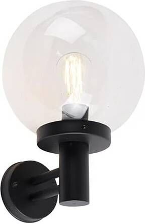 QAZQA Buiten wandlamp zwart met kunststof IP44 RVS Sfera - Foto 1