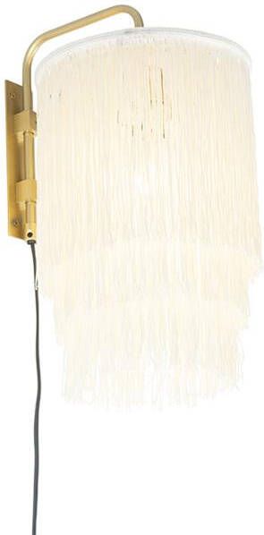 QAZQA Oosterse wandlamp goud crème kap met franjes Franxa - Foto 1