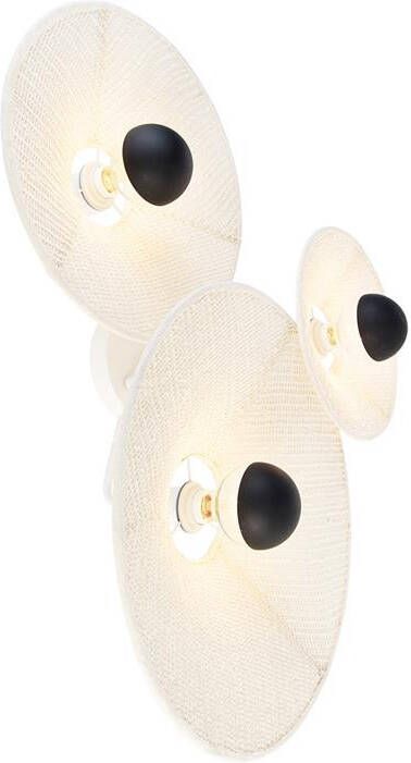 QAZQA Design wandlamp wit met stof 3-lichts Jane - Foto 1
