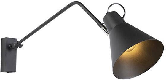 QAZQA Design wandlamp zwart verstelbaar Luna - Foto 1