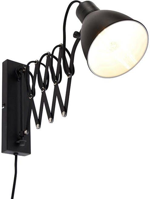QAZQA Industriële wandlamp zwart met verstelbare arm Merle - Foto 1
