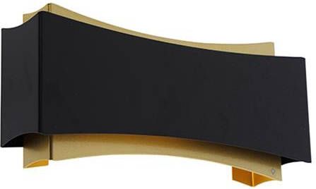 QAZQA Moderne wandlamp zwart met goud Plats - Foto 1