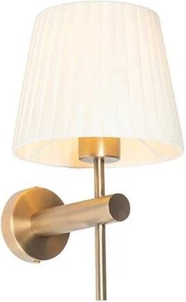 QAZQA Moderne wandlamp brons met witte kap Pluk