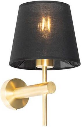 QAZQA Moderne wandlamp messing met zwart Pluk