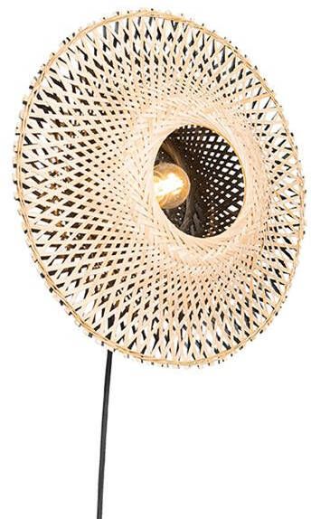 QAZQA Oosterse wandlamp bamboe 35 cm met stekker Rina - Foto 1