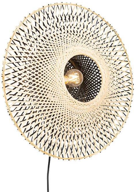 QAZQA Oosterse wandlamp bamboe 50 cm met stekker Rina - Foto 1