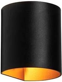 QAZQA Moderne wandlamp zwart met messing Sabbio