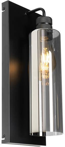 QAZQA Moderne wandlamp zwart met smoke glas Stavelot - Foto 1