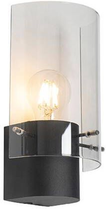 QAZQA Vintage wandlamp zwart met smoke glas Vidra - Foto 1