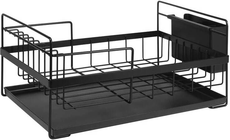 QUVIO Afdruiprek metaal Zwart