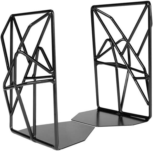 QUVIO Boekenstandaard design metaal 1 paar Zwart