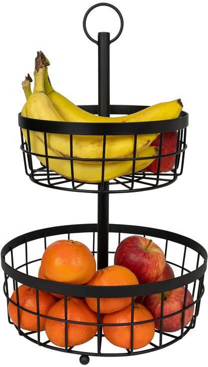 QUVIO Fruitmand 2 laags Metaal Zwart