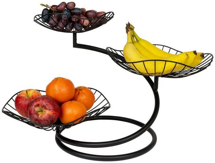QUVIO Fruitmand 3 laags metaal Zwart
