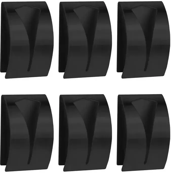 QUVIO Handdoekenhouder zelfklevend RVS Zwart set van 6