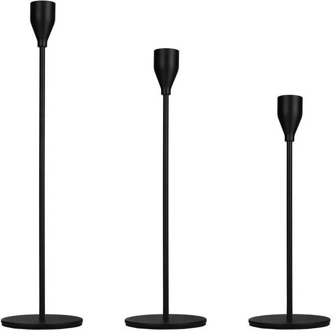 QUVIO Kaarsenstandaard set 3 delig Metaal Zwart