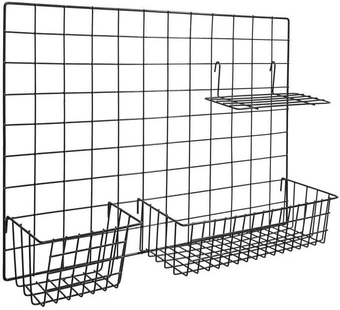 QUVIO Memobord staal + 3 items Zwart