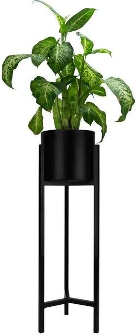 QUVIO Plantenstandaard inclusief pot 22x22x75 cm Zwart M - Foto 1