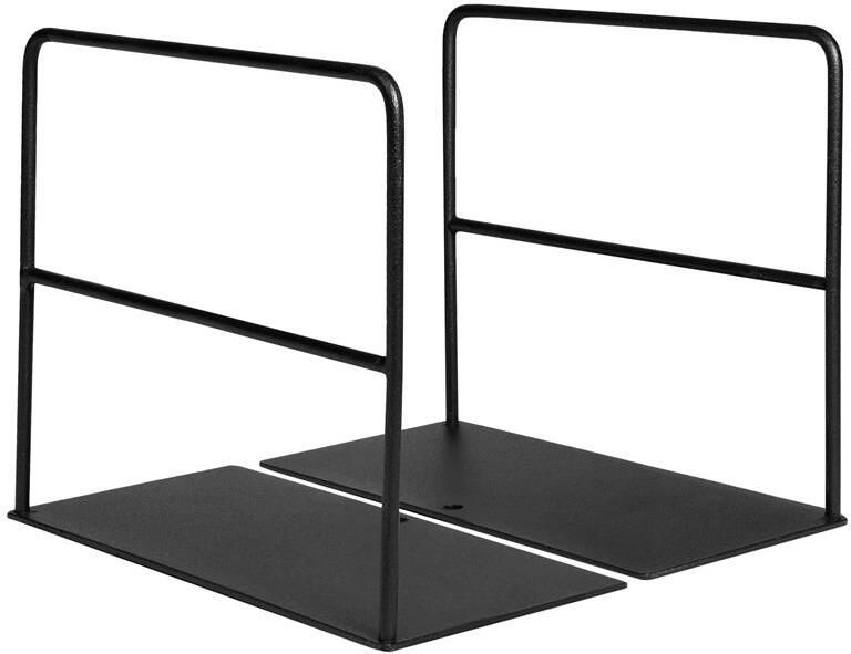 QUVIO Boekenstandaard metaal 1 paar Zwart