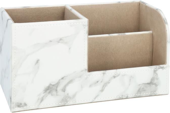 QUVIO Bureau organzier met 3 vakken Witte marmer look