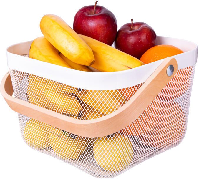 QUVIO Draagbare mand Met houten handvat Metaal Wit