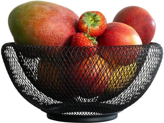 QUVIO Fruitschaal metaal mesh Zwart