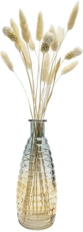 QUVIO Glazen vaas met patroon geel|blauw Hoogte 19 5 cm