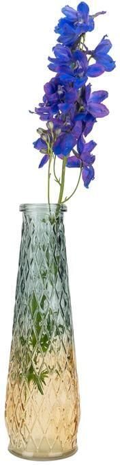 QUVIO Glazen vaas met patroon geel|blauw Hoogte 22 cm