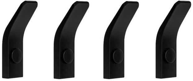 QUVIO Haakje metaal wand Zwart Set van 4