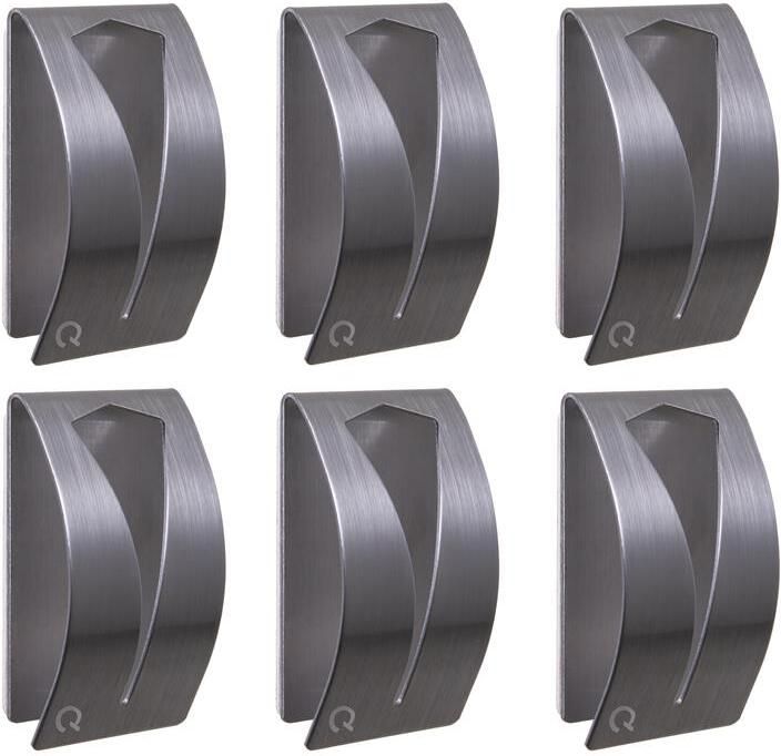 QUVIO Handdoekenhouder zelfklevend RVS set van 6