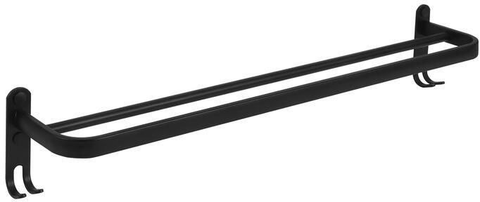QUVIO Handdoekenrek wand met 2 stangen + 4 haakjes 57 cm Zwart