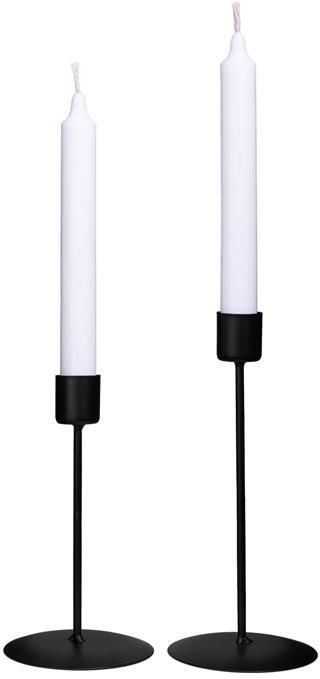 QUVIO Kaarsenstandaard Set van 2 (klein en groot) Metaal Zwart