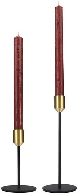 QUVIO Kaarsenstandaard set van 2 Metaal Zwart en Goud
