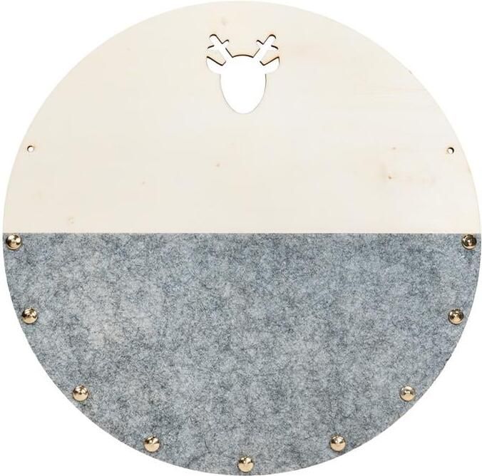 QUVIO Memobord rond hout + half vilt Grijs