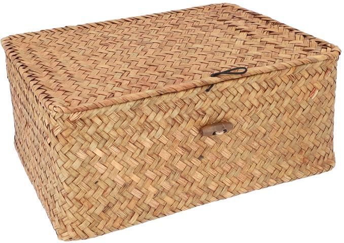 QUVIO Opbergmand 29 x 19 x 12 cm Rotan Bruin
