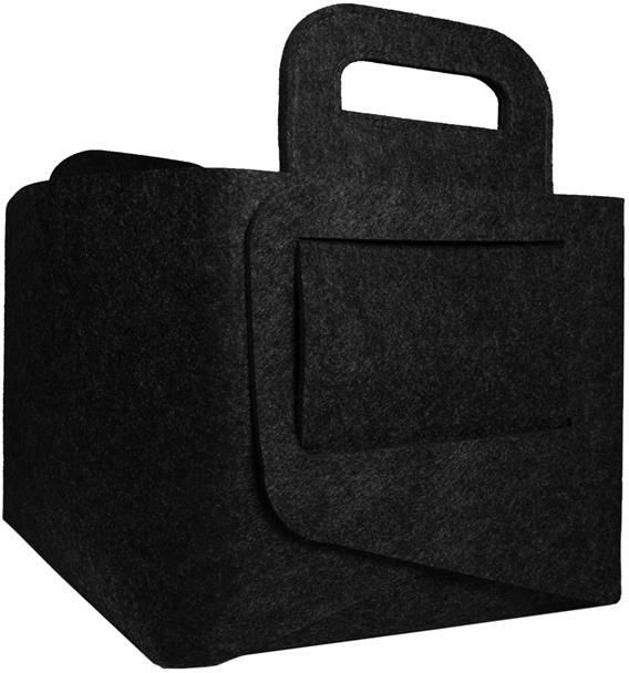 QUVIO Opbergmand | Organizer vilt rechthoek groot Gemêleerd Zwart