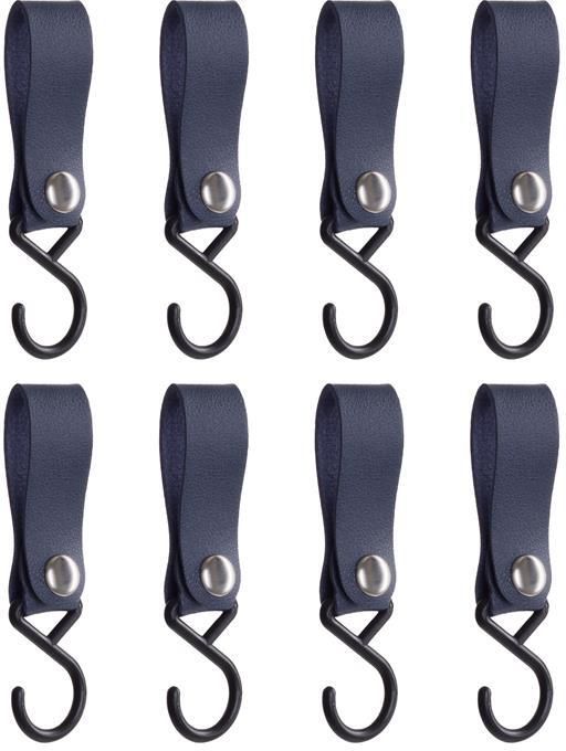 QUVIO ophanghaak met leren bandje Blauw Set van 8