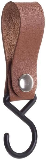 QUVIO ophanghaak met leren bandje Bruin