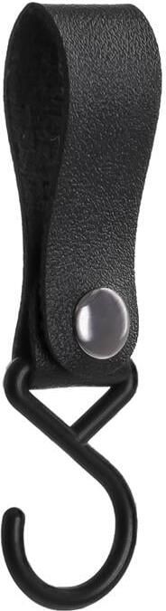QUVIO ophanghaak met leren bandje Zwart