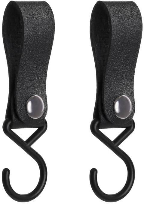 QUVIO ophanghaak met leren bandje Zwart set van 2