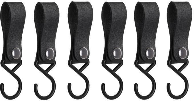 QUVIO ophanghaak met leren bandje Zwart set van 6