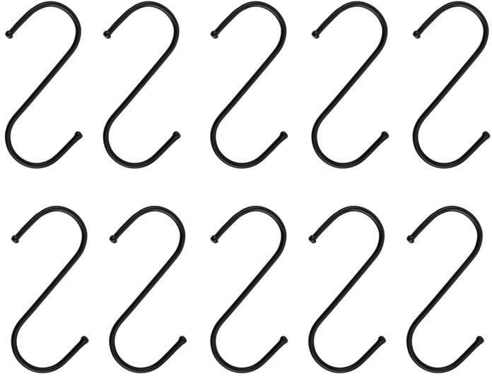 QUVIO Ophanghaken RVS zwart M 9 5 cm 10 stuks