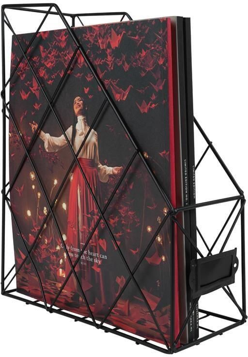 QUVIO Organizer boeken & tijdschriften ruitjes staal enkel Zwart